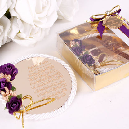 Personalized Wedding Favor Ayatul Kursi Magnet Gold Mirror Rope Flower