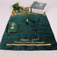 Personalized Teal Luxury Thick Padded Prayer Mat Velvet Quran Pearl Prayer Beads Islamic Gift Set