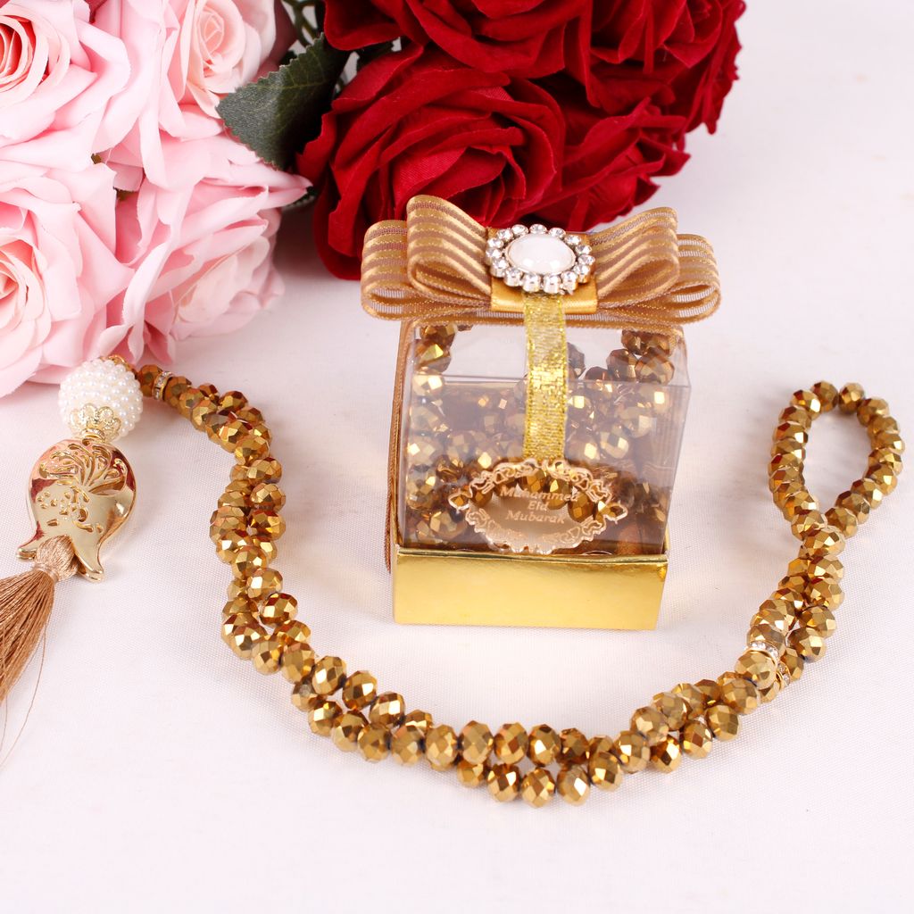 Personalized Crystal Prayer Beads Tasbeeh Gold Theme Wedding Favors - Islamic Elite Favors is a handmade gift shop offering a wide variety of unique and personalized gifts for all occasions. Whether you're looking for the perfect Ramadan, Eid, Hajj, wedding gift or something special for a birthday, baby shower or anniversary, we have something for everyone. High quality, made with love.