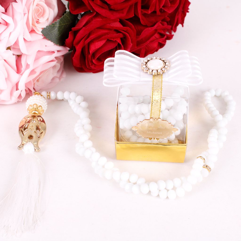 Personalized Crystal Prayer Beads Tasbeeh Gold Theme Wedding Favors