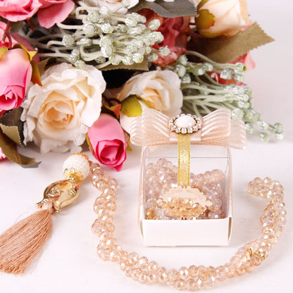 Personalized Crystal Prayer Beads Tasbeeh White Theme Wedding Favors
