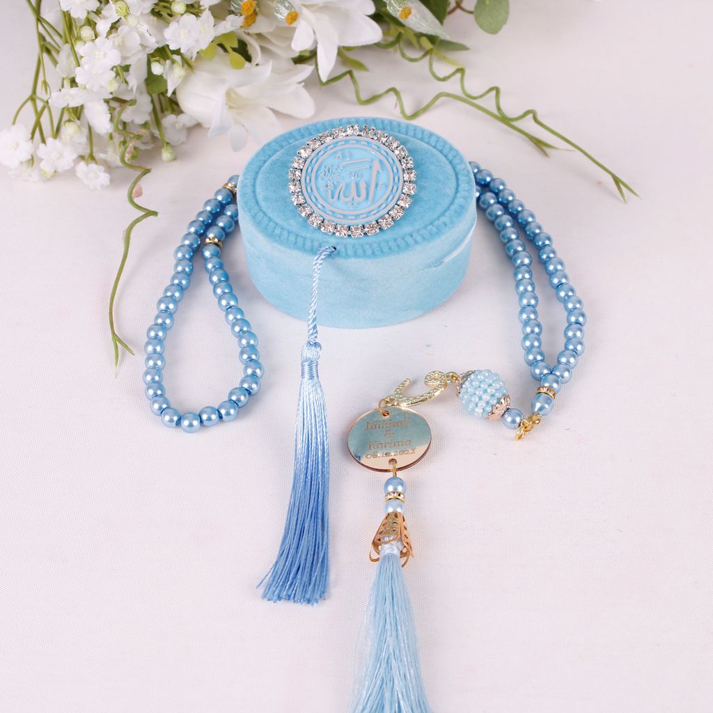 Personalized Velvet Box Pearl Prayer Beads Tasbeeh Wedding Favors