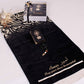 Personalized Black Luxury Thick Padded Prayer Mat Velvet Quran Pearl Prayer Beads Islamic Gift Set