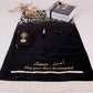 Personalized Beige Luxury Thick Padded Prayer Mat Velvet Quran Pearl Prayer Beads Islamic Gift Set
