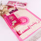 Personalized Kid Teen Size Pink Double Layered Soft Prayer Mat Quran Prayer Beads Gift Set