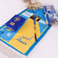 Personalized Kid Teen Size Kaaba Design Blue Double Layered Soft Prayer Mat Quran Prayer Beads Gift Set