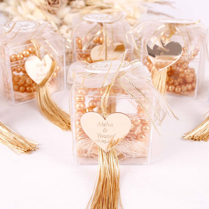 Personalized Prayer Beads Wedding Favor Gift Box with Allah Signs