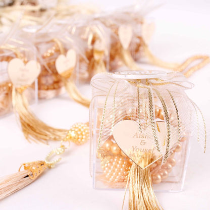 Personalized Prayer Beads Wedding Favor Gift Box with Allah Signs