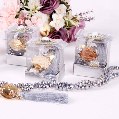 Personalized Crystal Prayer Beads Tasbeeh Silver Theme Wedding Favors