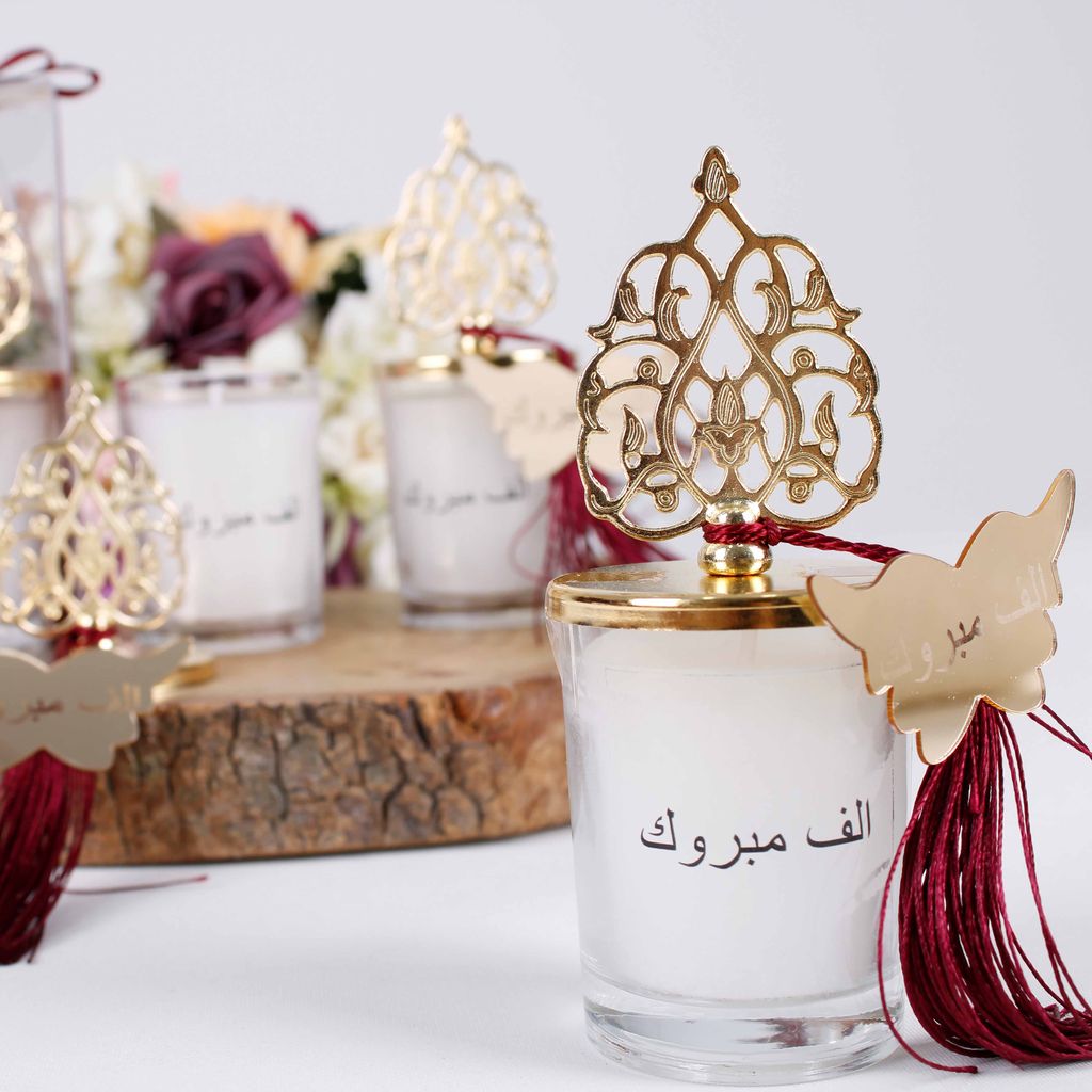 Personalized Wedding Favor Heavy Glass Candle Holder Red Theme - Islamic Elite Favors is a handmade gift shop offering a wide variety of unique and personalized gifts for all occasions. Whether you're looking for the perfect Ramadan, Eid, Hajj, wedding gift or something special for a birthday, baby shower or anniversary, we have something for everyone. High quality, made with love.