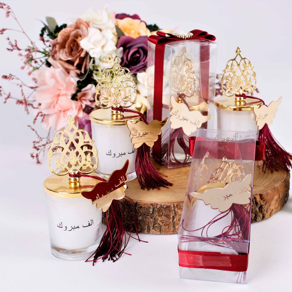 Personalized Wedding Favor Heavy Glass Candle Holder Red Theme - Islamic Elite Favors is a handmade gift shop offering a wide variety of unique and personalized gifts for all occasions. Whether you're looking for the perfect Ramadan, Eid, Hajj, wedding gift or something special for a birthday, baby shower or anniversary, we have something for everyone. High quality, made with love.