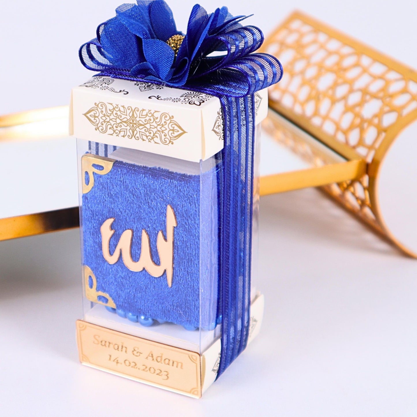 Personalized Velvet Mini Quran Pearl Tasbeeh Prism Box Wedding Favor - Islamic Elite Favors is a handmade gift shop offering a wide variety of unique and personalized gifts for all occasions. Whether you're looking for the perfect Ramadan, Eid, Hajj, wedding gift or something special for a birthday, baby shower or anniversary, we have something for everyone. High quality, made with love.