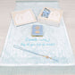 Personalized Blue Luxury Heavy Velvet Prayer Mat Velvet Quran Pearl Prayer Beads Islamic Gift Set
