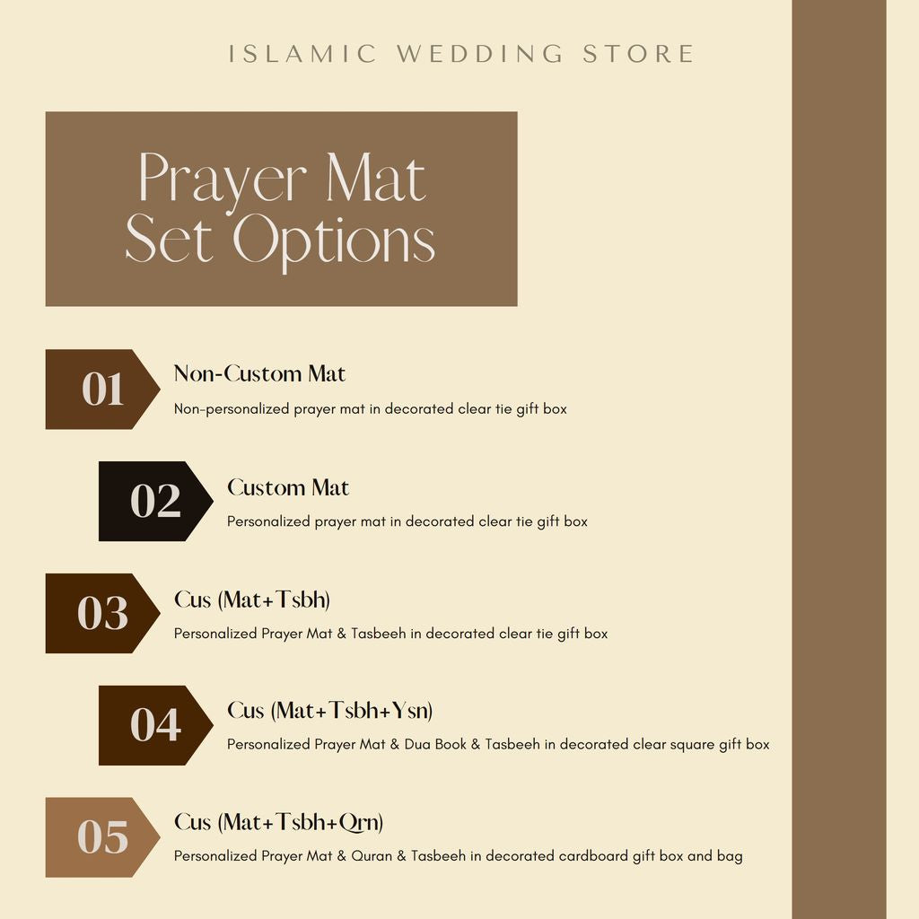 Personalized Taffeta Navy Blue Prayer Mat Quran Prayer Beads Ramadan Gift Set